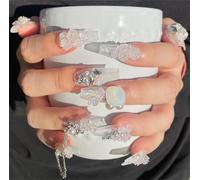 Press On Nails, Kawaii Nails, Press on Nails UK, False Nails,#JGHCT (White, L)