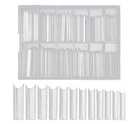 Press on Nails Long Length Clear 240Pcs/Box Nail Tips C Curved Pipe Shaped Transparent Long Square Coffin False Nail Tips For Manicure Transparent Diamonds for Acrylic Nails Bundles (Black, One Size)