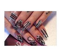 Press On Nails Medium Oval Abstract Stripes Sheer Fake Nails Reusable Glue On Nails for Daily Outfit