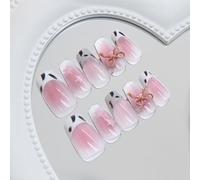 Press On Nails Medium Square Nail Wraps Leopard Cat Eye Blush Bow S False Nails Chip-Free with Flexi-Fit Technology