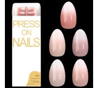 Press On Nails Omber Coffin/Almond/Square Fake French Tip Glossy False Stick On Artificial Fingernails Stick On Nail