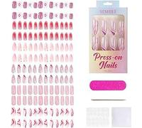Press on Nails, Packs Pcs) False Nails with Glue 6 (144 Box Pink)