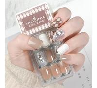 press on nails， Press-In Nails Medium Almond Multicolor Pack Of 30 With Nail Glue And File(VS27-DS58103)