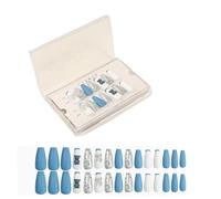 press on nails， Press On Nails French Almond Squoval Shape Medium Size Multicolor 30 PCS Glue Included(0074-SG03)