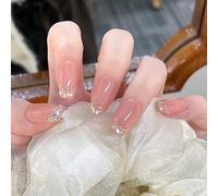 Press On Nails Pure Handmade Nails Reusable Fake Nails Stick on French Tip False Nails Acrylic Soft Solid UV Art Gel Nail For Girl Women Daily Gift Holiday Fit All Fingers (Q133, One Size)