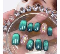 Press On Nails Pure Handmade Nails Reusable Fake Nails Stick on French Tip False Nails Acrylic Soft Solid UV Art Gel Nail For Girl Women Daily Gift Holiday Fit All Fingers (Q057, One Size)
