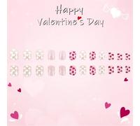 Press On Nails Reusable with Lovely Heart Design - Durable Gel-like Finish False Nails for Women, Brides, Party, Wedding, Holiday Manicure