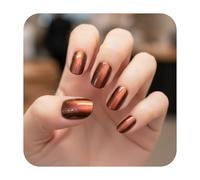 Press On Nails Short, 24 Pcs Soft Gel Press on Nails Extra Short Oval - Cat Eye False Nail Short Almond with Magnetic Swirl Effect, Reusable Glue on Nails for Women