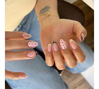 Press On Nails Short Almond Polka Dots Design Press On Nails