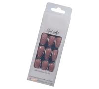 Press On Nails Short Almond - Removable Fake Tips, Thin Resin | Long Lasting Color Artificial Nails for Women Girls Daily Party Home Salon Date Event Office Beauty Kit with 32 Piece Set