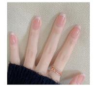 Press On Nails Short Coffin Nude Gray Tip French Fake Nails Reusable Glue On Nails for Office