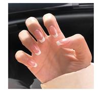 Press On Nails Short Coffin Nude White Tip Vintage French Fake Nails Reusable Glue On Nails for Office