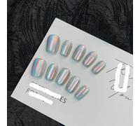 Press on Nails Short Handmade On Cat Eyes Pure Ballerina Decoration False Full Cover Nail Tips Art