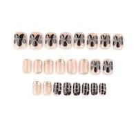 Press on Nails Short | Homiladi 24PCS Brown Beautiful Press On Nails with Flower | Gold Gilding Autumn Stick On Nail Short, Elegant False Nail for Daily Wear & Gifts