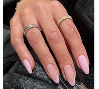 Press On Nails - Short Medium Almond Fake Nails - Nude Pink French Tip False Nails - Removable Stiletto nails French Tip - Natural Acrylic Full Cover Stick On nails For Women Girls DIY Nail Art