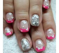 Press On Nails Short Square Fake French Full Covers Acrylic False Valentine Designs Fake For Women Valentine Press On Nail