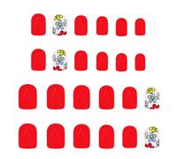 Press On Nails Short Square False Nails Floral Designs Glossy Full Covers Stick On Nails Manicure For Women 24 Pieces