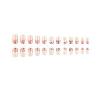 Press On Nails Short Square False Nails Set Glitters Heart Designs Artificial For Weddings And Special Occasion French Tip