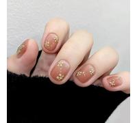 Press On Nails Short Square Floral Glitter Design - 24Pcs Full Set False Nails, Easy Apply, Waterproof & Reusable Artificial Nails for Women, Perfect for Weddings, Parties, Date Nights, Daily