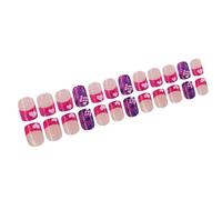 Press On Nails Short Square French Tip Acrylic False Nails with Heart Design - 24PCS Reusable Fake Nails for Valentine's Day, Weddings, Parties, Daily Use | Easy Application & Durable for Women,
