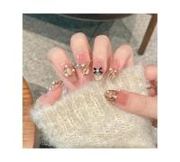 Press On Nails Wear Nails Fall & Winter French Pearl Bow Glitter Handmade Colored Art Fake Nails Reusable Get Toolkit