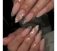 Press On Nails With Glittering French Gleaming Flower Teardrop Pattern Mediumed 24pcs Faux Nails Artificial Fingernail Quick Application False Nail