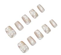 Press on the nail and press square claws with flower design shiny stick on cat eye claw