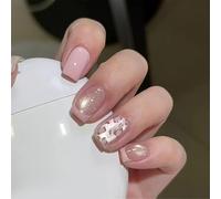 Press on the nails elegant cat eyes glitter and transparent leopard print stick on nails false nails for women fashionable