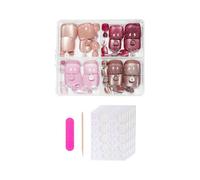 Press On Toenail Cats Eye Fake Toenails Short Square False Nails With Design Full Covers Acrylic Stick On Toenail 96Pcs French Tips Fake Toe Nail With Design