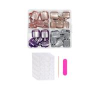 Press On Toenail Cats Eye Fake Toenails Short Square False Nails With Design Full Covers Acrylic Stick On Toenail 96Pcs French Tips Fake Toe Nail With Design