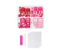 Press On Toenail Cats Eye Fake Toenails Short Square False Nails With Design Full Covers Acrylic Stick On Toenail 96Pcs French Tips Fake Toe Nail With Design