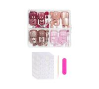 Press On Toenail Square Glossy French Tip Fake Toe Nails With Design Acrylic Artificial False Toenails Glues Toenail Press Toenails For Women
