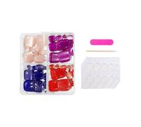 Press On Toenails Cats Eye Glues On Toe Nails 96Pcs Glossy Reusable UVS Finish Fake Acrylic False Glues On Nail For Women French Tip