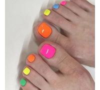 Press On Toenails Short Square Fake Toe Nails French Tips False Toenail Stick On Toe Nails For Women 24pcs In 12 Sizes Glues Nail For Women French Tip