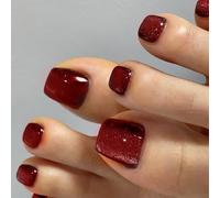 Press on Toenails Short Square Fake Toe Nails French Tips False Toenail Stick on Toe Nails for Women 24Pcs in 12 Sizes French Tips Fake Toe Nails with Design