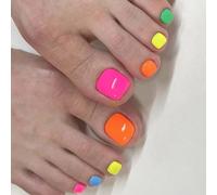 Press On Toenails Short Square Fake Toe Nails French Tips False Toenail Stick On Toe Nails For Women 24pcs In 12 Sizes Press On Toenails For Women