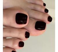 Press on Toenails Short Square Fake Toe Nails Full Covers Glossy Acrylic Glossy Press on for Womens Glues on Toe Nail for Women French Tip