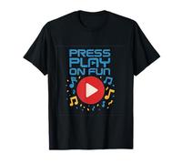 Press Play on Fun Party Crew Music Graphic Design T-Shirt