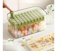 Press Push-Down Ice Cube Tray, 3-Layer Stackable Ice Mold Makes 150 Cubes at Once, Easy Release BPA-Free Food-Grade Freezer Tray with Lid for Cocktail Whiskey Coffee, Light Green with Ice Scoop