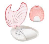 Press Retainer Case Portable Denture Retainer Box Press-to-Open False Teeth Holder Container Small Orthodontic Aligner Tooth Pot Box for Travel Storage Aligners Braces Mouth Guard, Pink