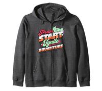 Press Start Ignite Adventure Retro Gamer Controller Zip Hoodie