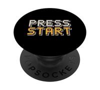 Press Start Retro Gamer Pixel Arcade Video Game PopSockets Adhesive PopGrip