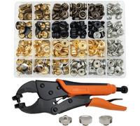 Press Stud Set with Pliers, 100 Sets Rustproof Copper Buttons, Press Studs for Screwing Adjustable Leverage, Press Studs for Textiles, Leather for Boat Covers and DIY Crafts