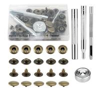 Press Studs Cap Buttons 12 Sets Metal Snap Buttons Kit 15mm Heavy Duty Leather Snap Fasteners with 4 Install Fixing Tools for Sewing Jeans Clothing Canvas Bags Jackets Belt DIY Crafts, Bronze