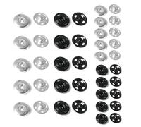 Press Studs Snap Fasteners, 20 Sets Sew on Snap Buttons Metal Clothes Poppers Fastener Black Silver Press Stud for Clothing Sewing-8.5 mm 12mm