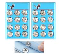 Press Studs Snap Fasteners, 24 Pcs 19mm Poppers Fasteners, Metal Press Studs, Suitable for Sewing Repairs On Wallets, Handbags, Shirts, Garments, Footwear, Coats and Hats (Black, Silver)