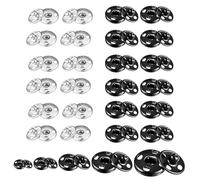 Press Studs Snap Fasteners Sew On Silver Black Large Small Heavy Duty Metal Buttons Clasp for Duvet Covers Wool Baby Clothes Glasses Cases Leather Bags Coats (24 Sets Black 7mm)