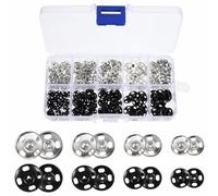 Press Studs Snaps Fasteners, 100 Sets Sew on Snap Buttons Metal Poppers Fasteners Kit Popper Snaps DIY Set Sewing Press Studs for Clothes Bags