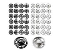 Press Studs Snaps Fasteners - ShiningUU 100 Sewing Buttons | Sew on Snap Buttons DIY Set | Four Sizes of Metal Snaps Fasteners Kitfor Clothing Jackets Bags DIY (Silver, Black)