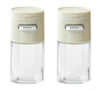 Press Sugar Dispenser Glass Bottle 2pc Precise(White) | Lightweight portable design, compact 6x7x13cm size, for ideal for kitchen or dining out, easy to carry